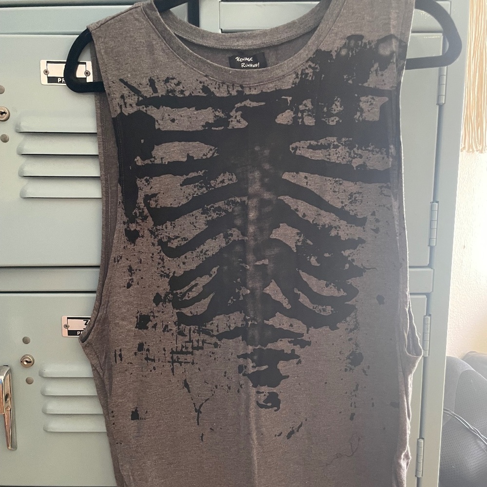 Teenage Runaway Grey Tank top Skeleton Punk size Medium